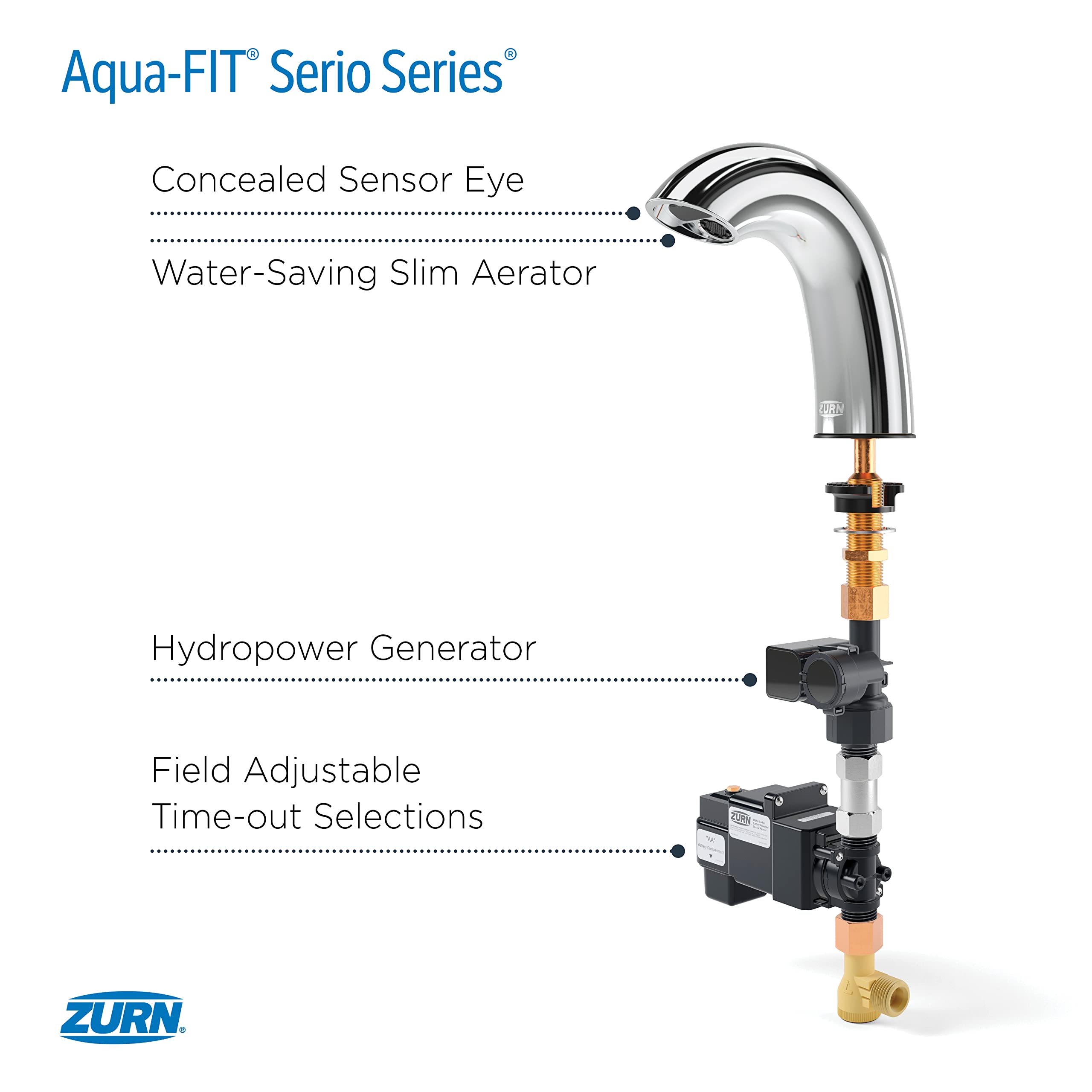 Zurn Aqua-FIT® Serio Series® Single Post Faucet with 1.5 gpm Aerator in Chrome - Image 10