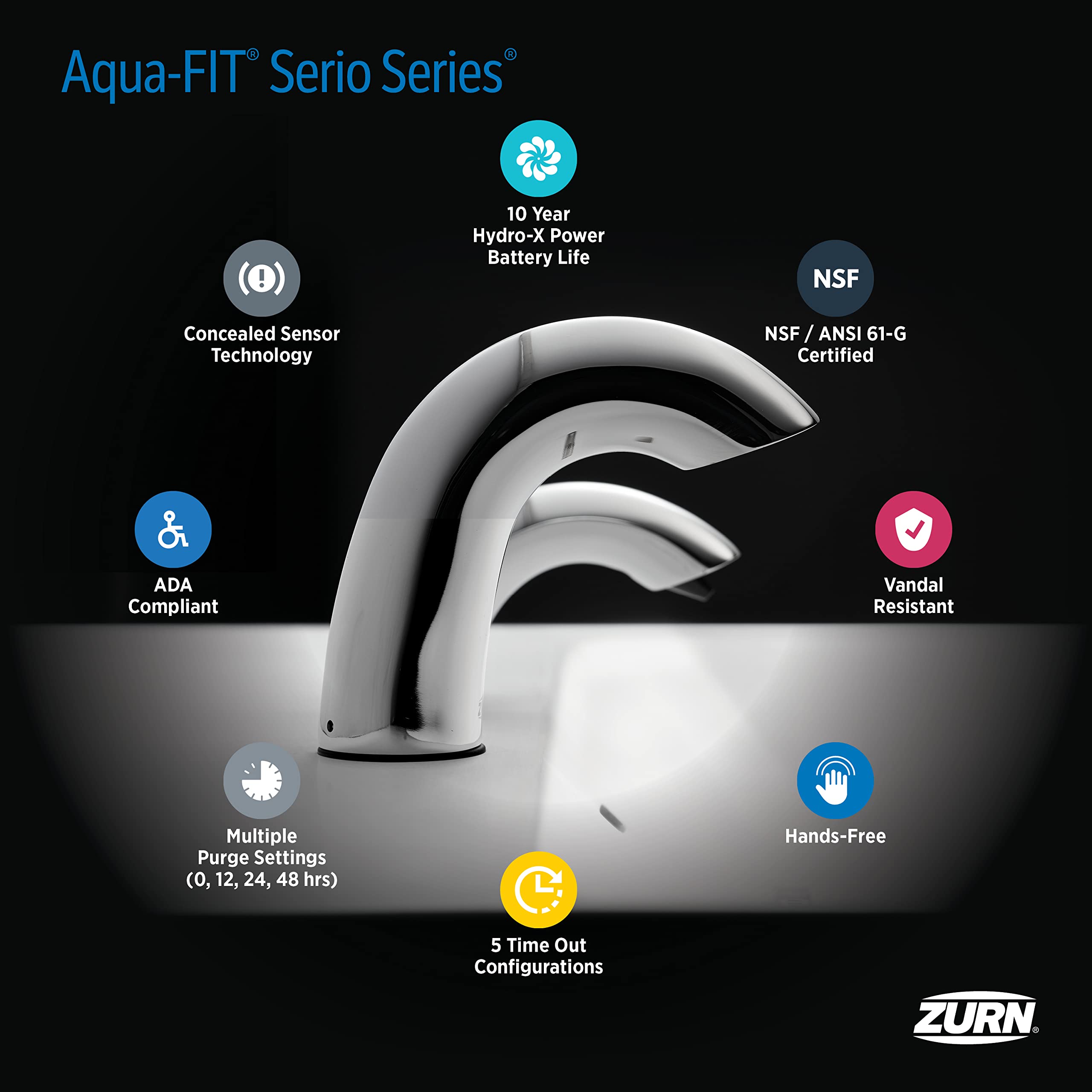 Zurn Aqua-FIT® Serio Series® Single Post Faucet with 1.5 gpm Aerator in Chrome - Image 9