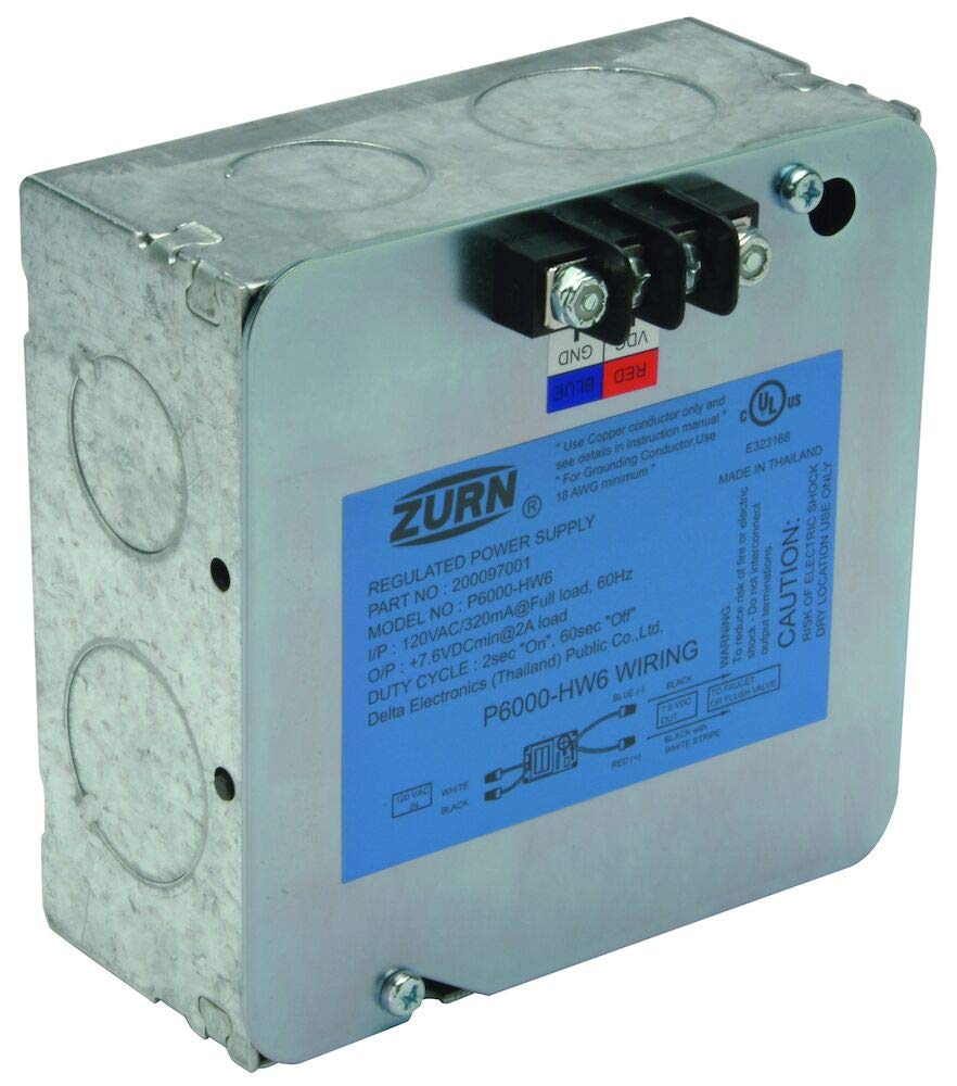 Zurn P6000-HW6 7.6VDC Hardwired Power Converter for 6VDC Flush Valves and Faucets, Steel - Image 7