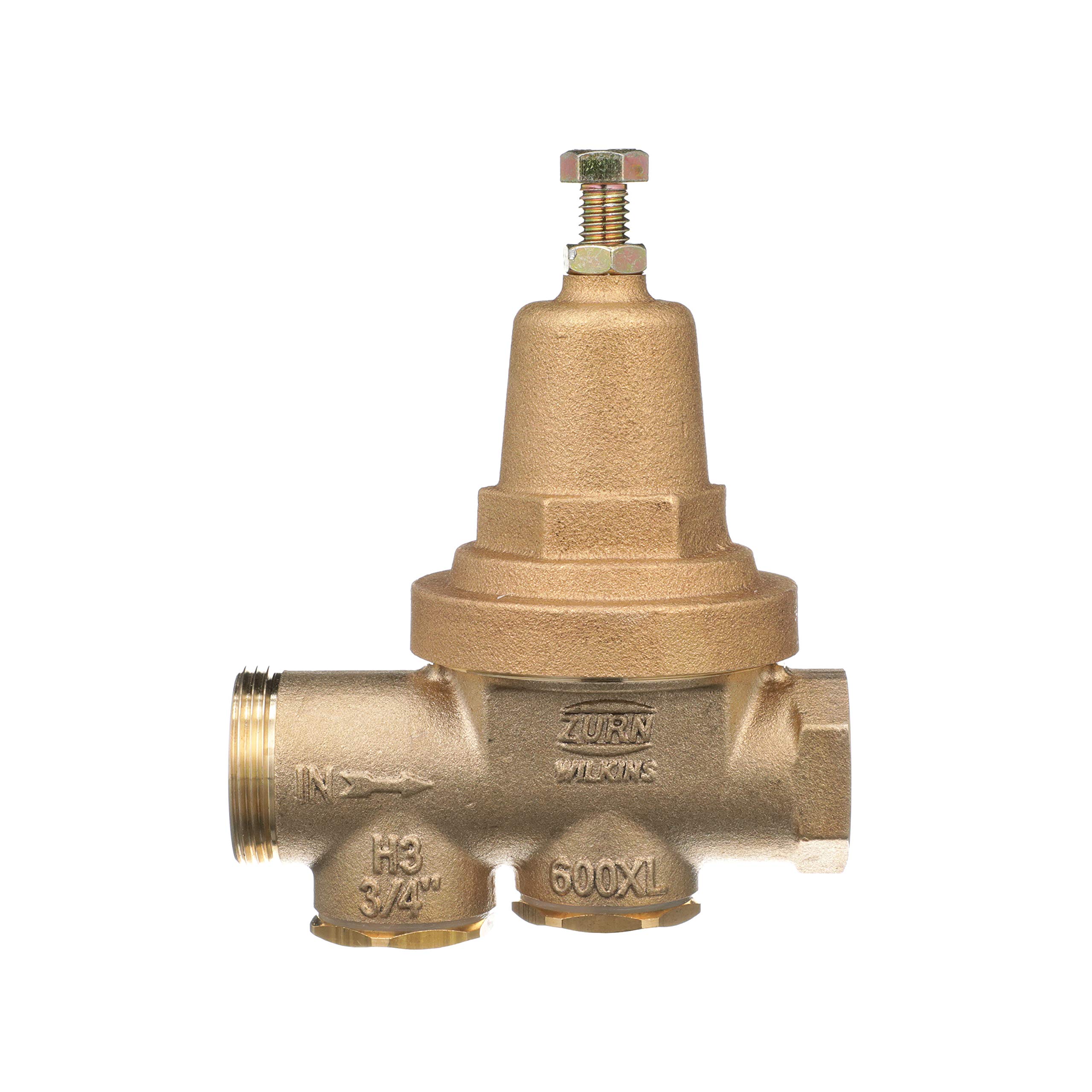 Zurn Wilkins 3/4" 600XL Pressure Reducing Valve with a spring range from 75 psi to 125 psi, factory set at 85 psi - Image 3